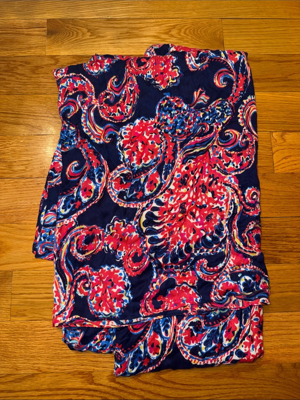 Lilly Pulitzer Navy, Red, White & Yellow Paisley Print Scarf